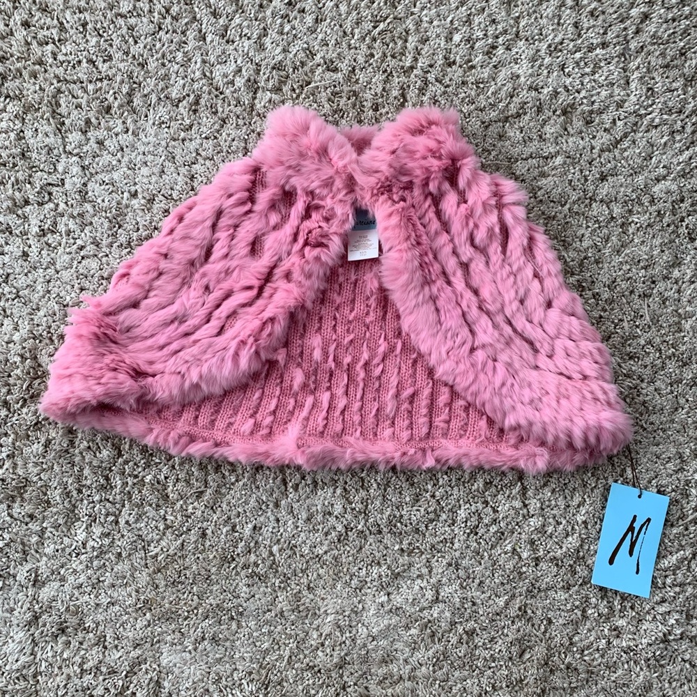 Marciano rabbit fur mini capelet